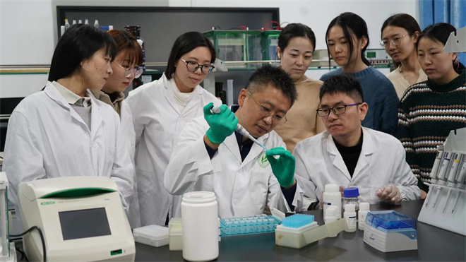 Science封面文章：开云手机网页版登录入口金丝猴研究团队首次系统揭示灵长类社会演化之谜_fororder_齐晓光正在做实验，右侧为武进伟，左一为赵兰